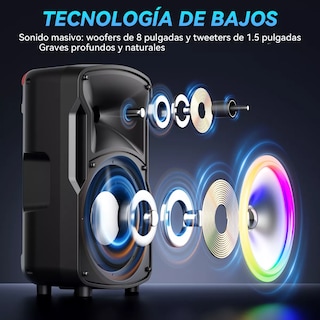 Foto 3 | Bocina Bluetooth Recargable Portátil RGB Eo Safe Imports Esi-10911 Negra