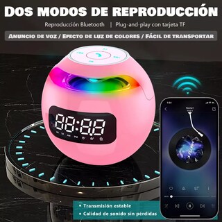Foto 2 | Bocina Bluetooth Portátil con Reloj Digital Eo Safe Imports Esi-10914 Rosa
