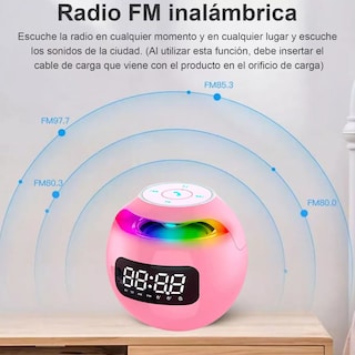 Foto 4 | Bocina Bluetooth Portátil con Reloj Digital Eo Safe Imports Esi-10914 Rosa