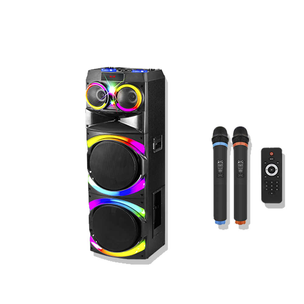 Bocina Link Bits Bluetooth 12x2'' Portátil Control Remoto y 2 Micrófonos Luz RGB