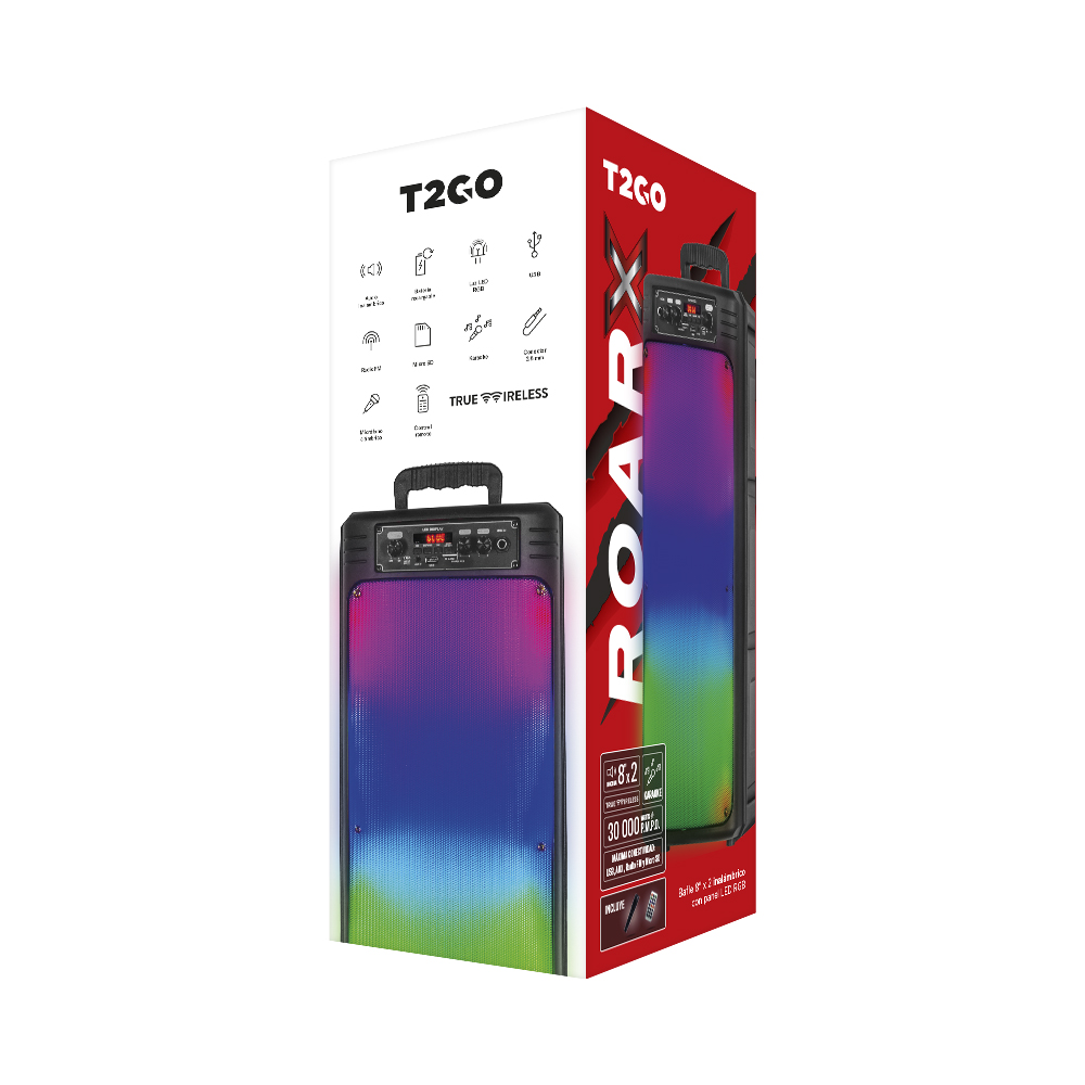 Foto 5 pulgar | Bocina Inalámbrica T2GO Roar X 8'' con Luz RGB