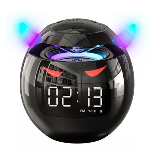 Altavoz Bluetooth Portátil Con Luces Led + Reloj Despertador