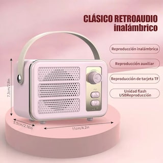 Foto 3 | Bocina Bluetooth Retro Radio Recargable Portátil Eo Safe Imports Esi-12230 Rosa