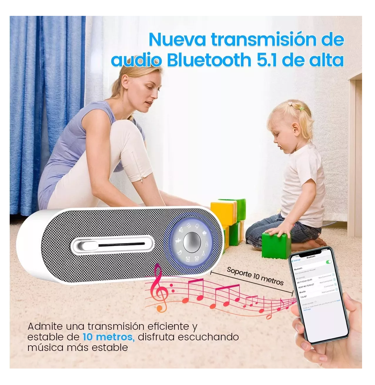 Foto 4 | Bocina Bluetooth Portátil Recargable Blanca