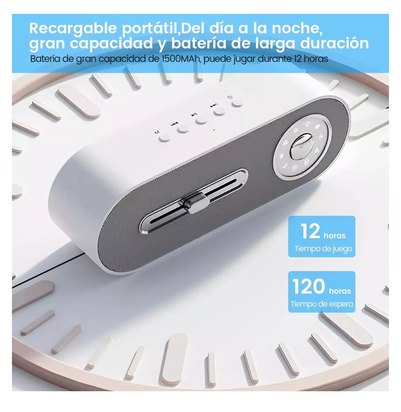 Foto 5 | Bocina Bluetooth Portátil Recargable Blanca