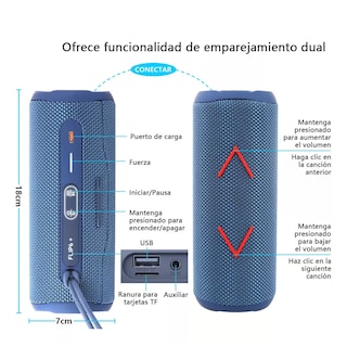 Foto 2 | Bocina Bluetooth Portátil con Subwoofer y Altavoz Recargable Eo Safe Imports Esi-13044 Azul