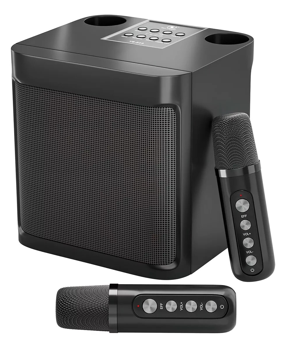 Bocina Altavoz Inalámbrico Portátil Con De Karaoke Bluetooth Negro $1,079