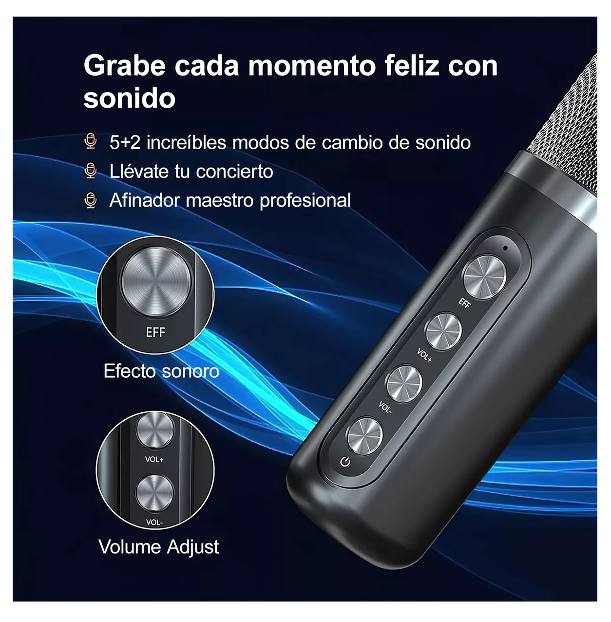 Foto 5 pulgar | Bocina Altavoz Inalámbrico Portátil Con De Karaoke Bluetooth Negro