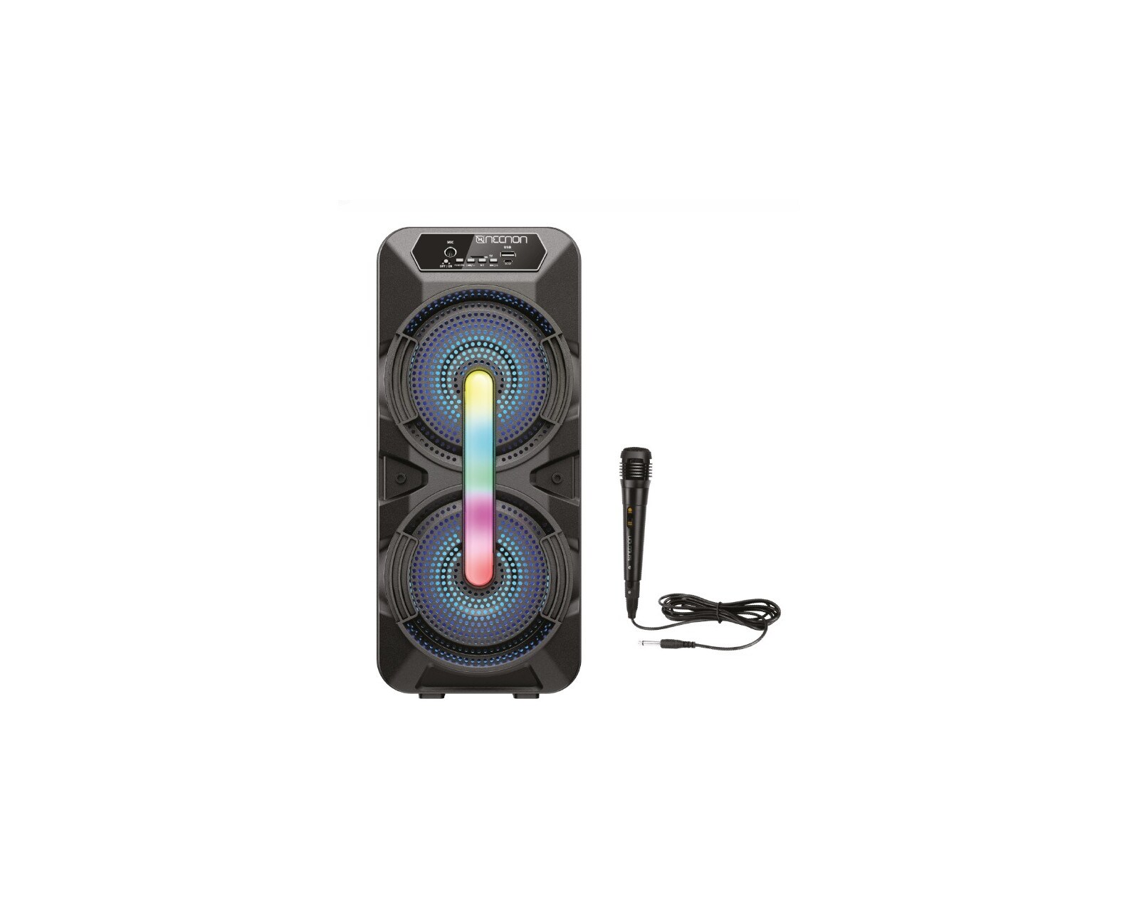 Bafle Karaoke Negro con Bluetooth Doble Altavoz de 6.5'' 6500 Watts y Barra de Luz LED $479