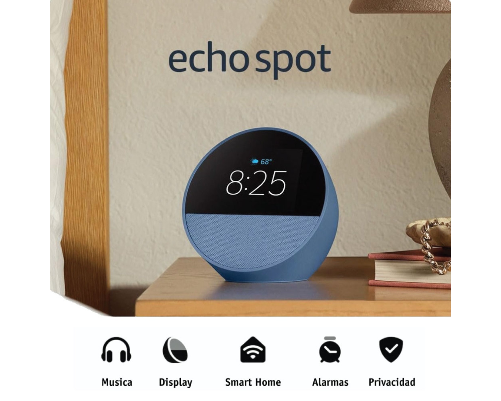 Foto 3 pulgar | Amazon Echo Spot Alexa Con Despertador Inteligente Azul