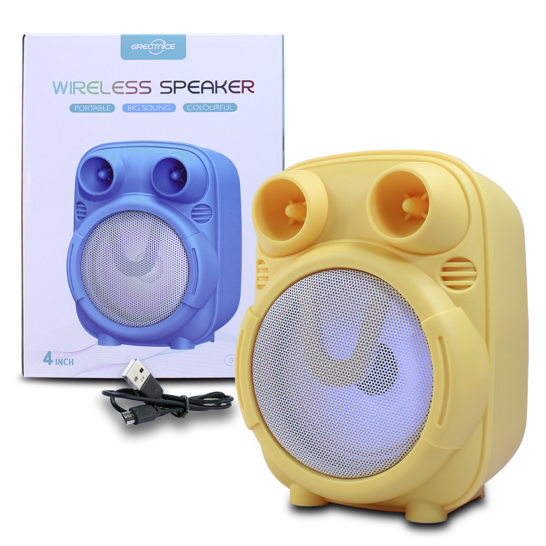 Bocina Bluetooth Gts-1862 4 Pulgadas Luz Led 8w Color Amarillo