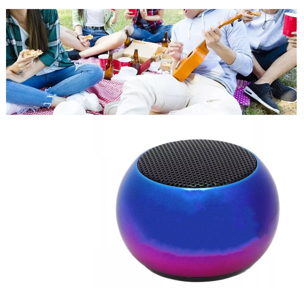 Foto 2 | Mini Altavoz Portátil Inalámbrico Bajo Tws Bluetooth Altavoz Azul