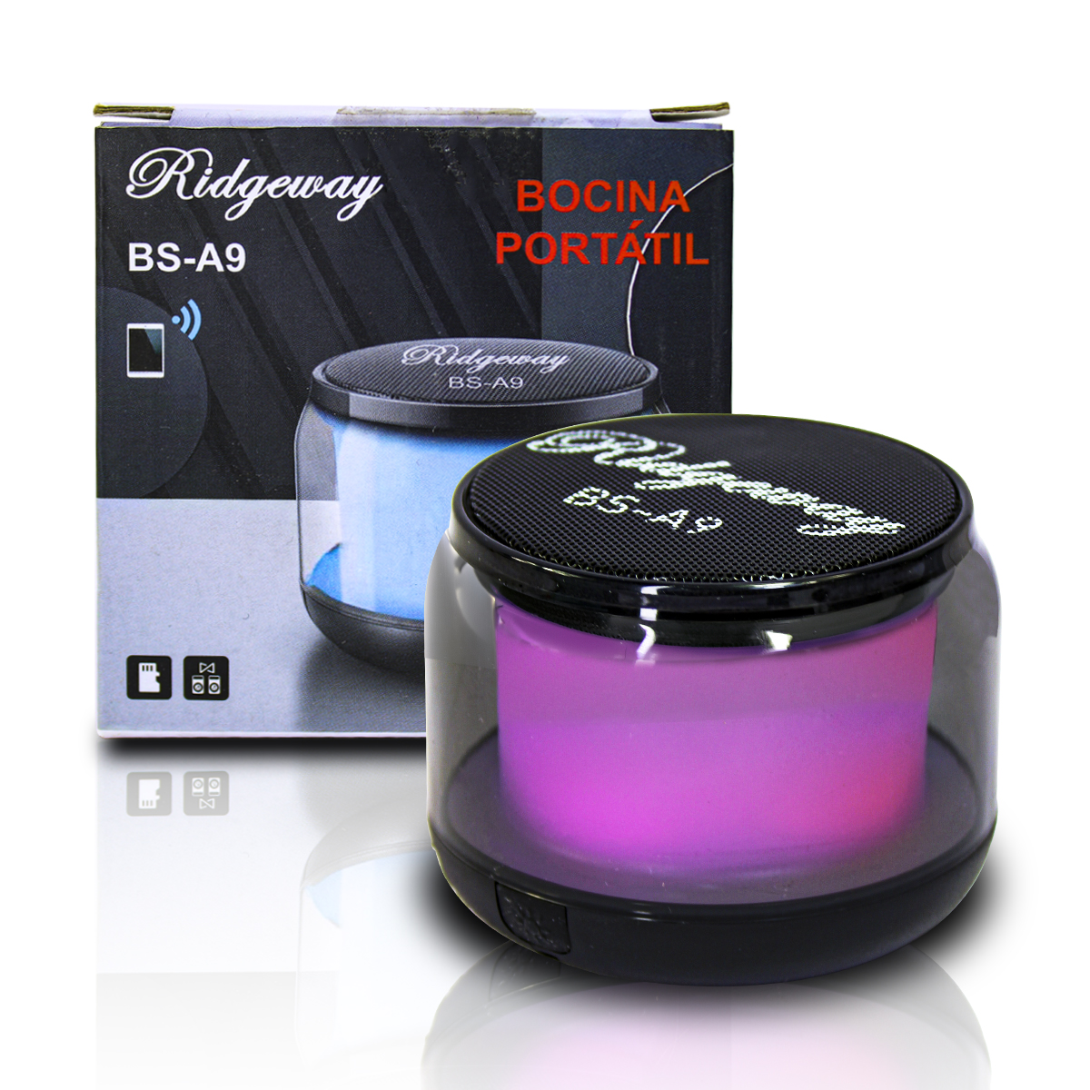 Foto 2 pulgar | Mini Bocina Bluetooth Ridgeway Bs-a9 con Luz Led Rgb