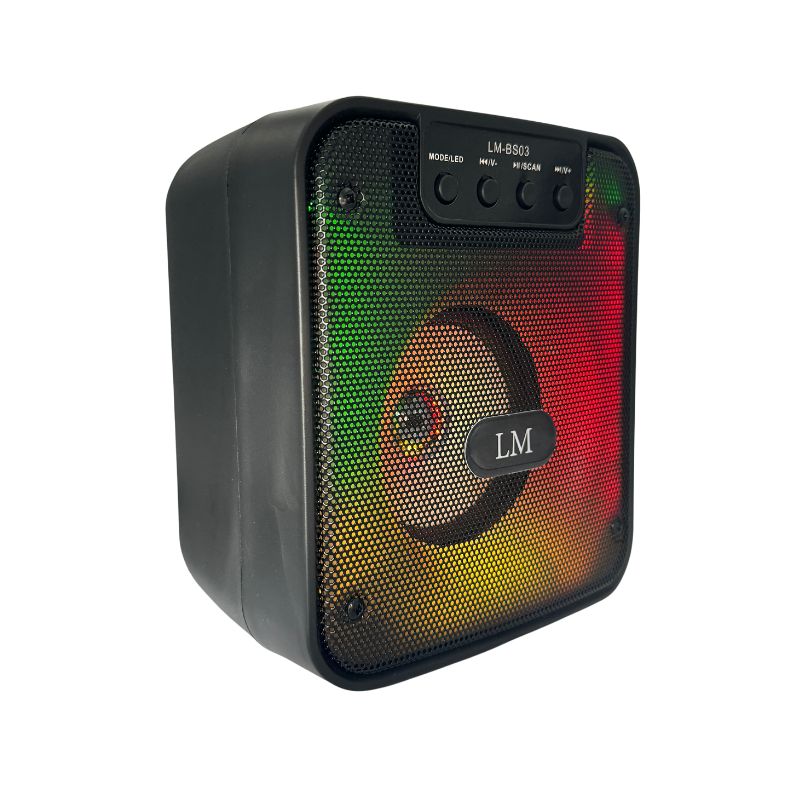 Foto 3 pulgar | Bocina portátil LM de 5W con Bluetooth micro SD/USB/FM/TWS/AUX y luces LED en negro