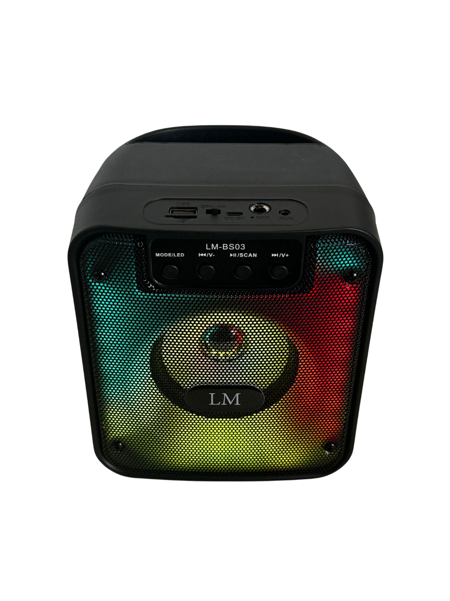Foto 4 pulgar | Bocina portátil LM de 5W con Bluetooth micro SD/USB/FM/TWS/AUX y luces LED en negro