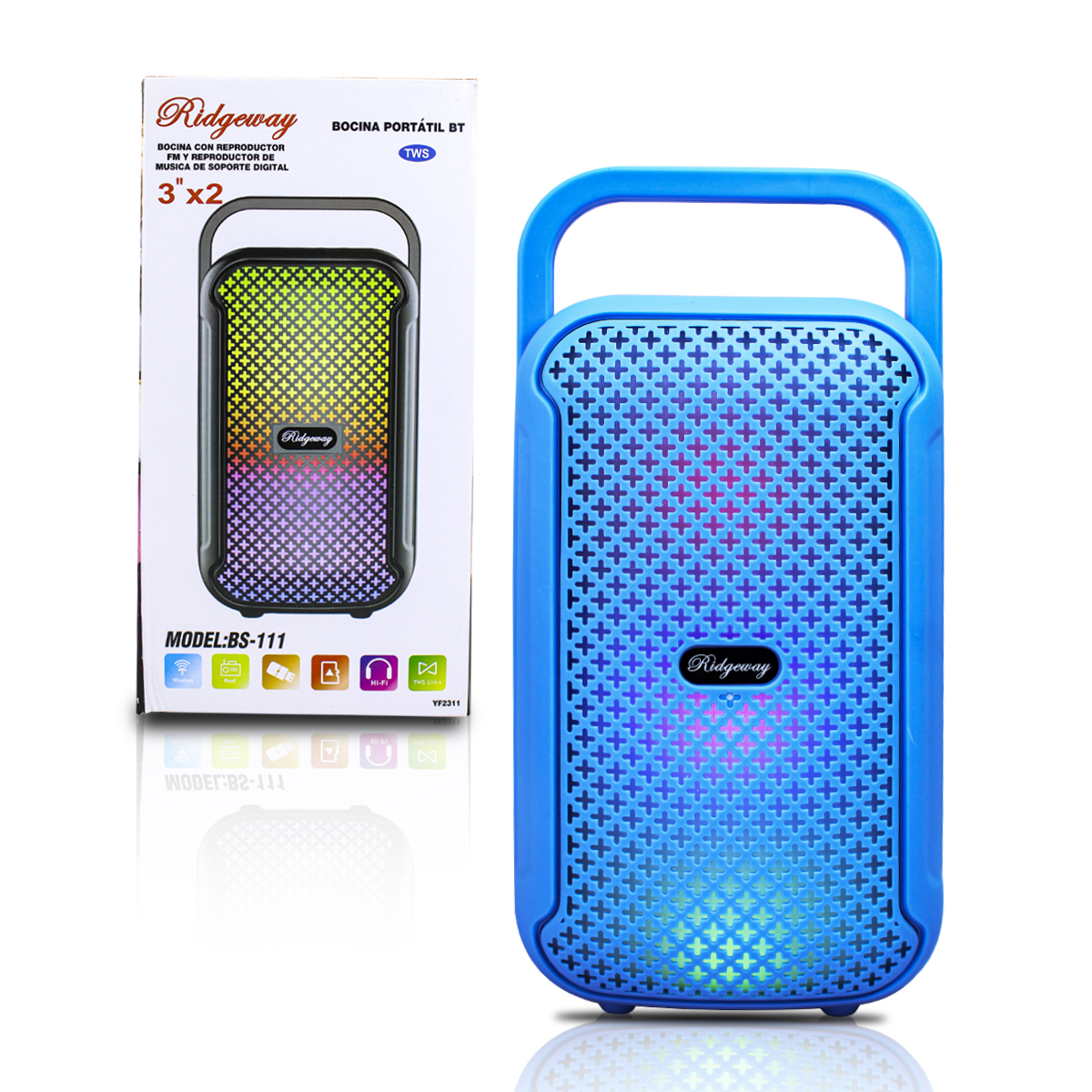 Bocina Bluetooth Ridgeway Azul con Reproductor MP3 Integrado