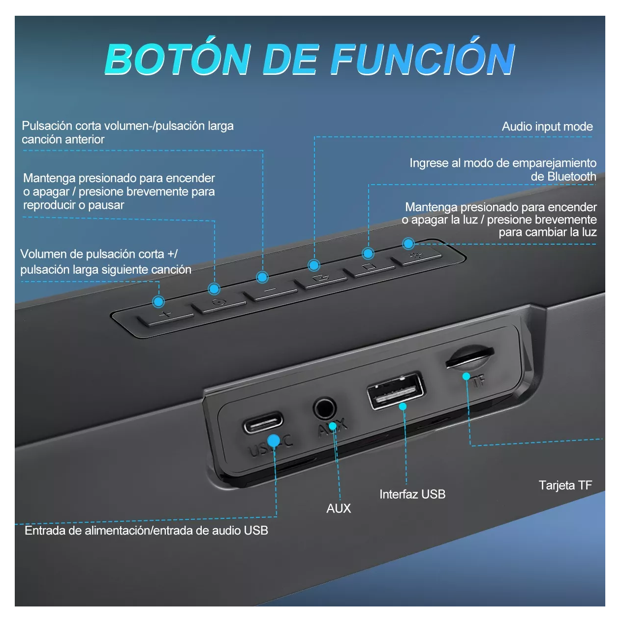 Foto 6 pulgar | Bocina Bluetooth Con Subwoofer Con Luces Rgb Led Para Pc/tv