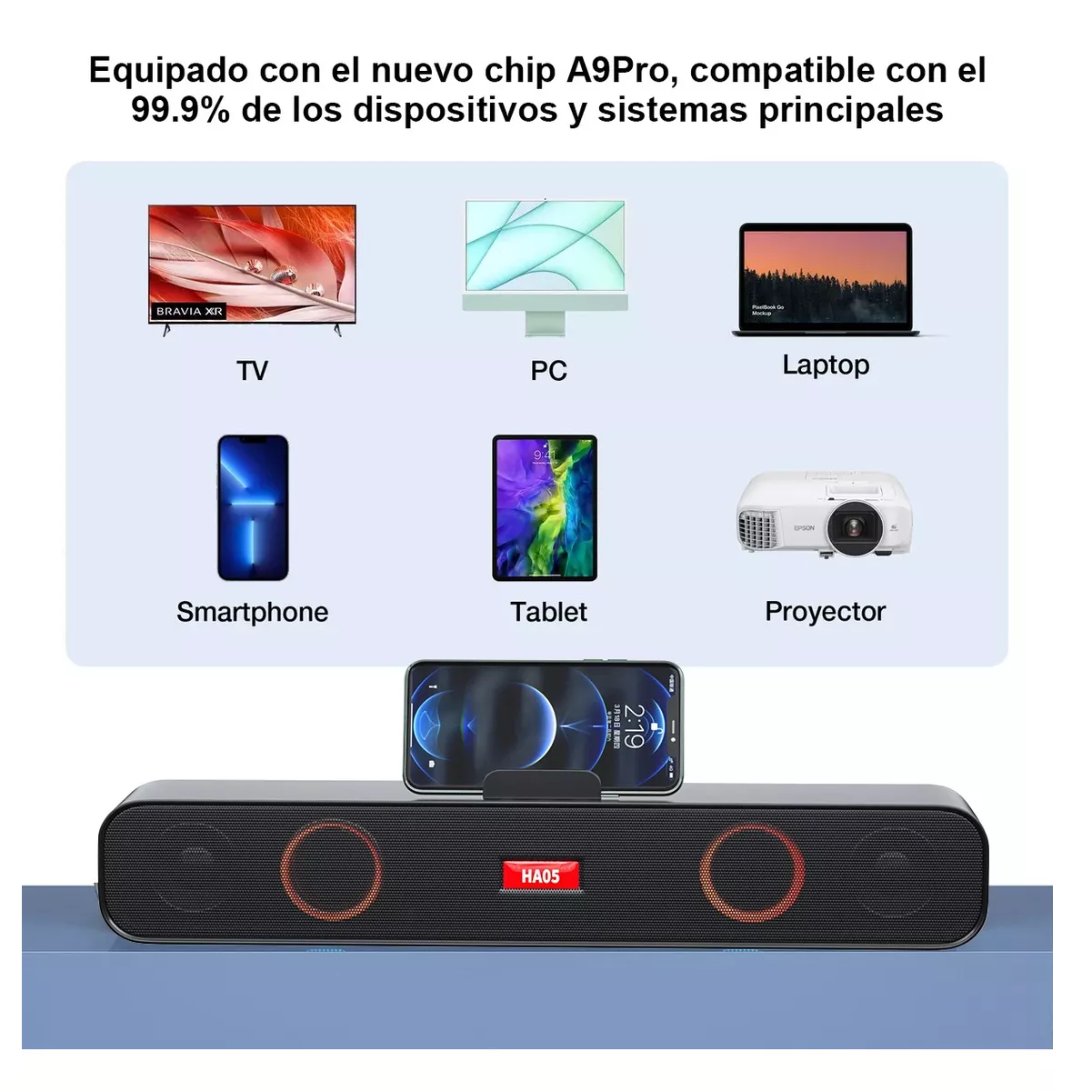 Foto 4 pulgar | Barra De Sonido Para Pc Tv Bocinas Inalámbrica Bluetooth Rgb Negro