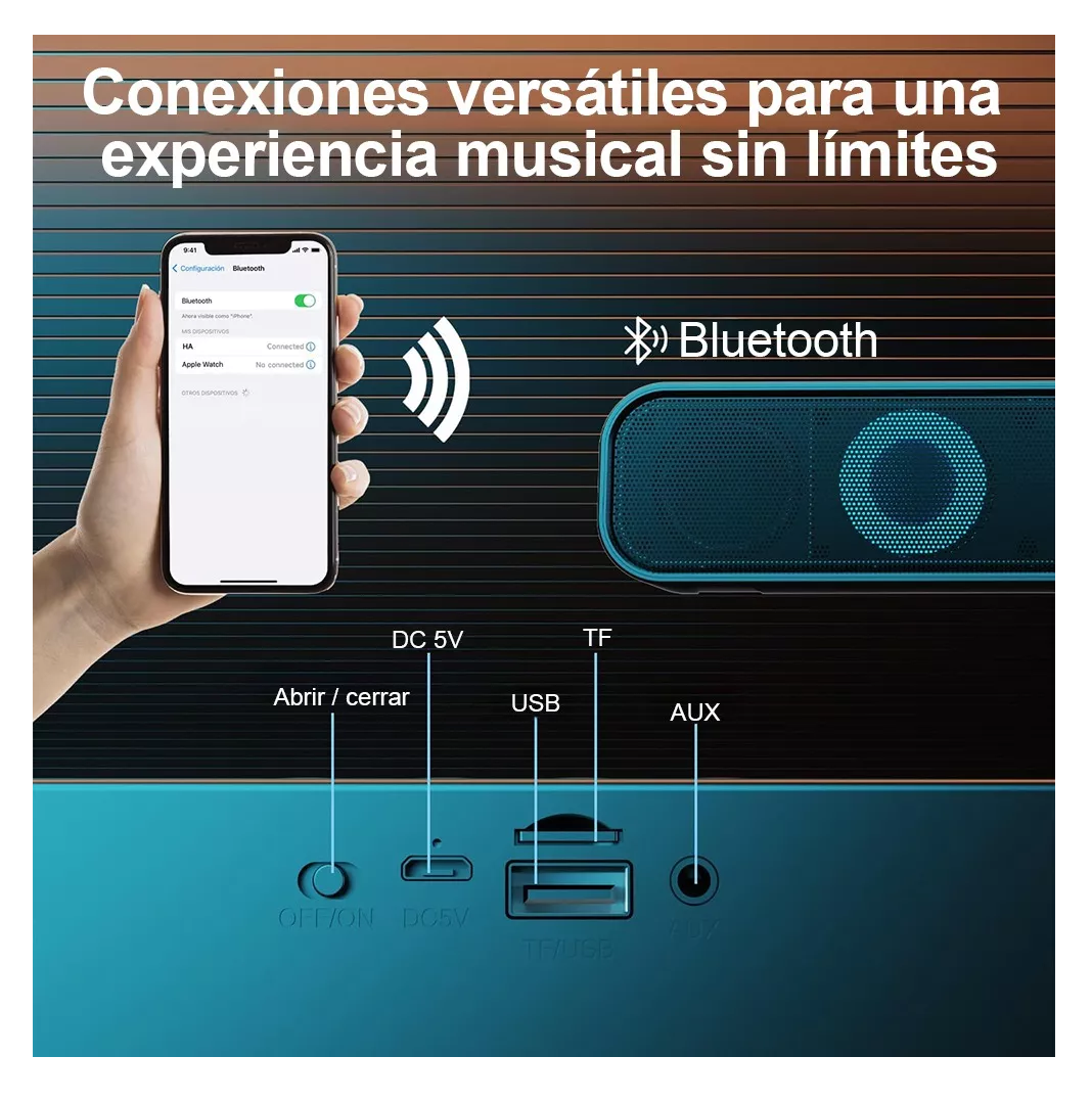 Foto 6 pulgar | Barra De Sonido Para Pc Tv Bocinas Inalámbrica Bluetooth Rgb Negro