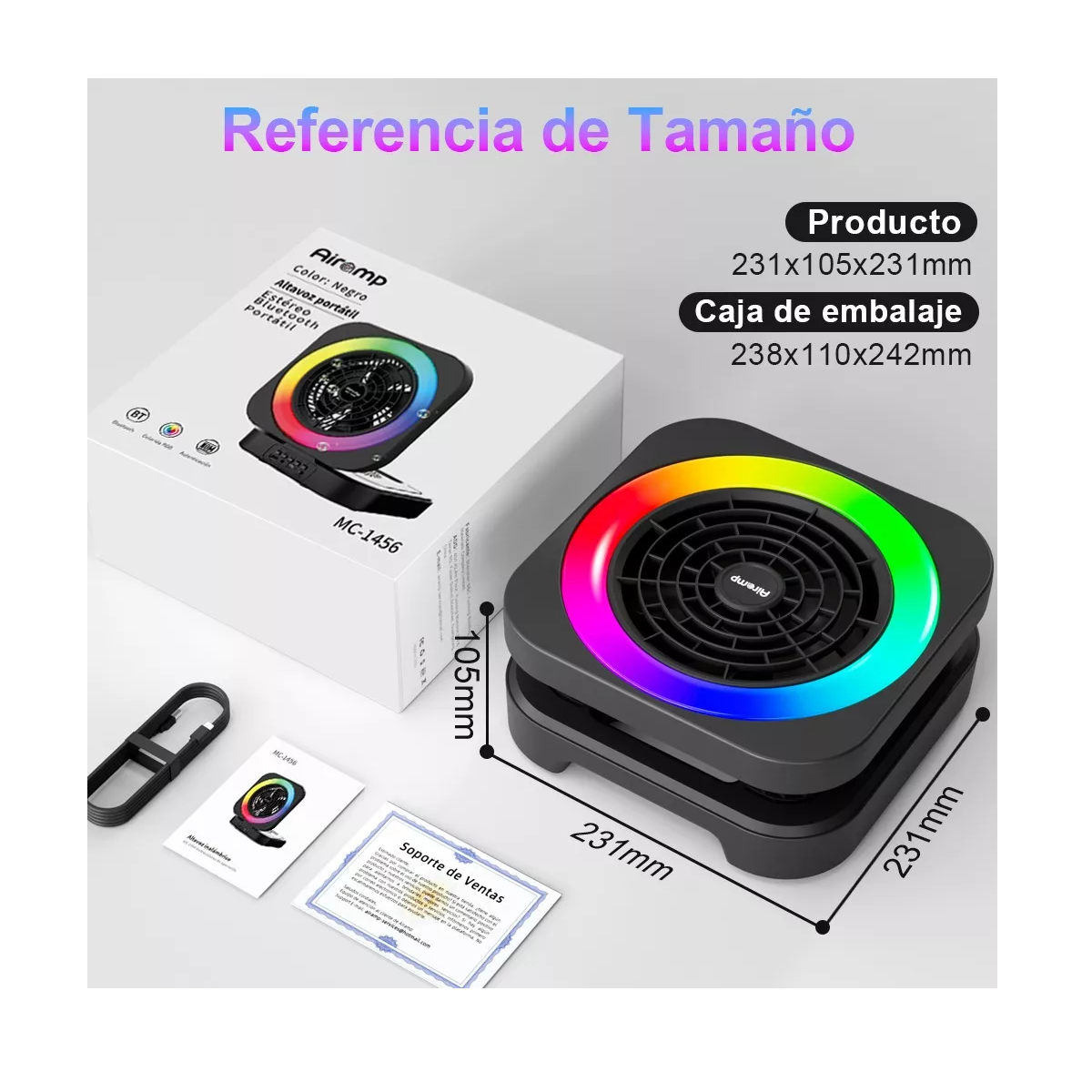 Foto 4 pulgar | Bocina Bluetooth Portátil Multifuncional Con Ventilador Rgb Eo Safe Imports Esi-14564 Blanco