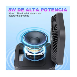 Foto 2 | Bocina Bluetooth Portátil Multifuncional Con Ventilador Rgb Eo Safe Imports Esi-14565 Negro