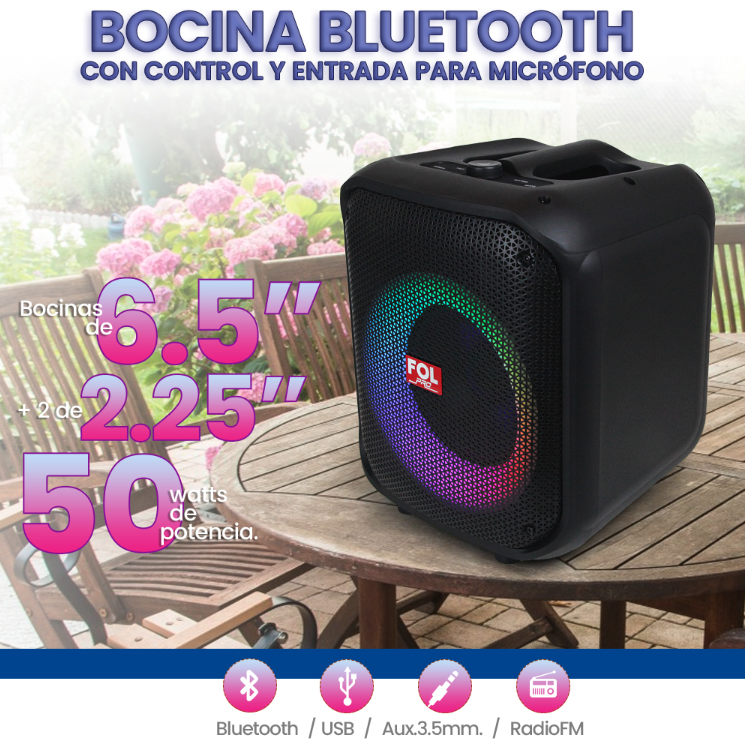 Foto 5 pulgar | Bocina Portátil Fol Fs-l1206 con Bluetooth