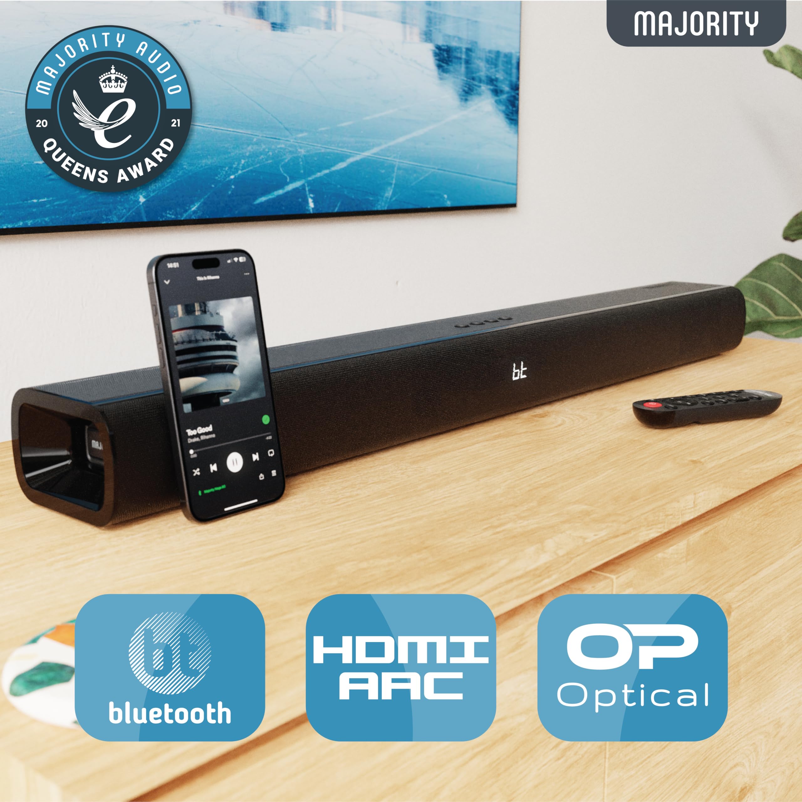 Foto 4 pulgar | Barra De Sonido Para Tv Majority Naga 80 Bluetooth 140 W 2.1 Canales Con Subwoofer - Venta Internacional.