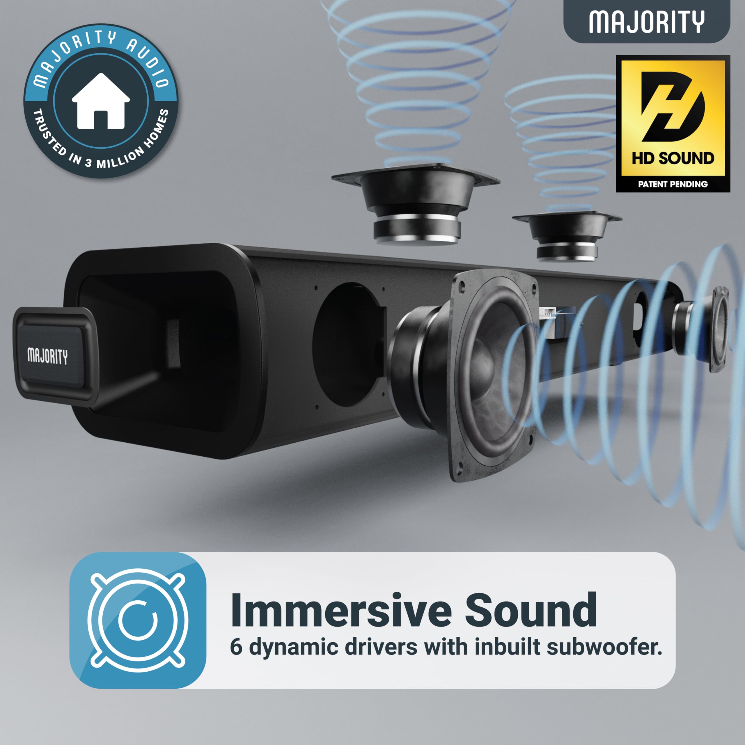 Foto 5 pulgar | Barra De Sonido Para Tv Majority Naga 80 Bluetooth 140 W 2.1 Canales Con Subwoofer - Venta Internacional.
