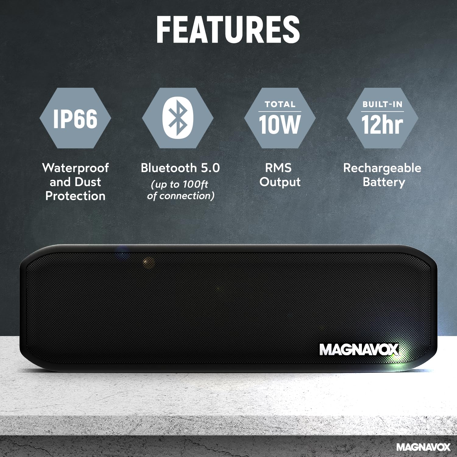 Foto 2 | Altavoz Bluetooth Magnavox Mma3928 Impermeable Negro - Venta Internacional.