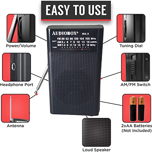 Foto 4 | Radio Portátil Audiobox Am/fm, Funciona Con Pilas Y Antena - Venta Internacional.