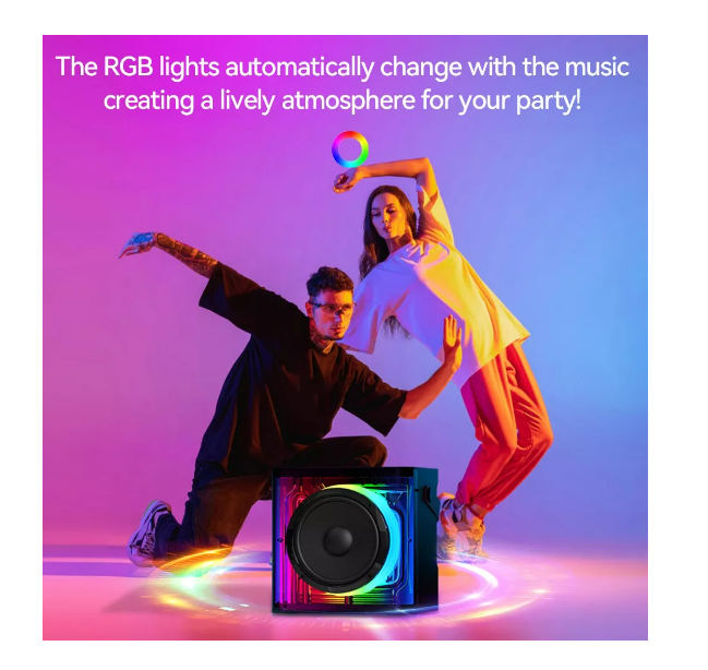 Foto 4 pulgar | Bocina Portáti De Karaoke Rgb Bluetooth Con 2 Micrófonos