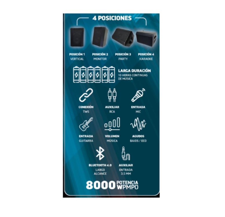 Foto 3 pulgar | Kit de 2 Bafles Máster Electrónicos 8'' Tipo Monitor Bluetooth Tws Recargable 8000 W M1-plus2