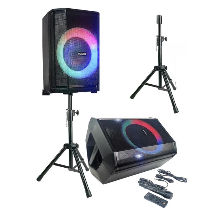 Kit de 2 Bafles Portátiles Máster Electrónicos 12'' Tipo Monitor Bluetooth Tws Recargable 8000w M1-15plus2