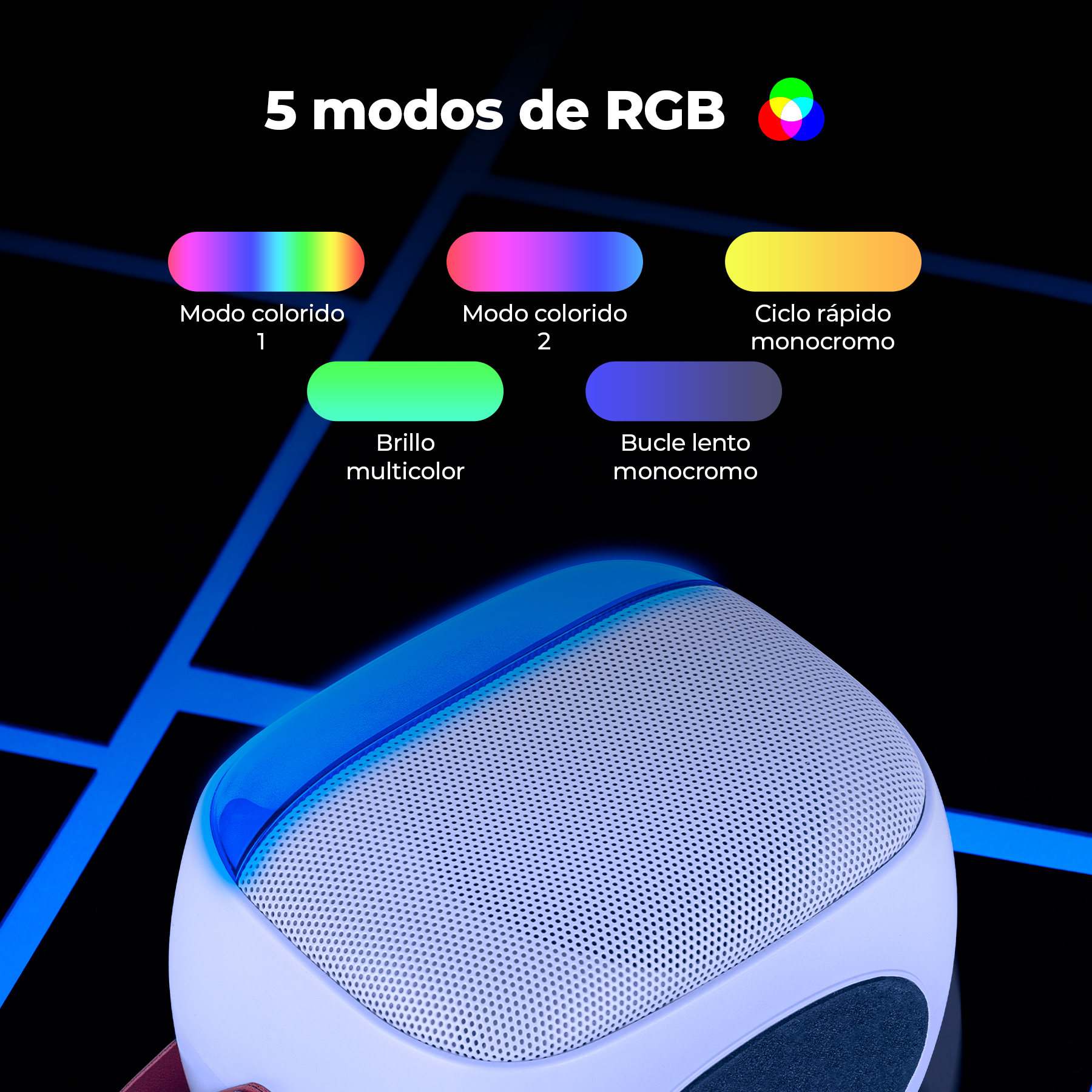 Foto 5 pulgar | Karaoke Bocina Con Micrófono Rgb 5 Modos De Voz Y Usb Color Blanco