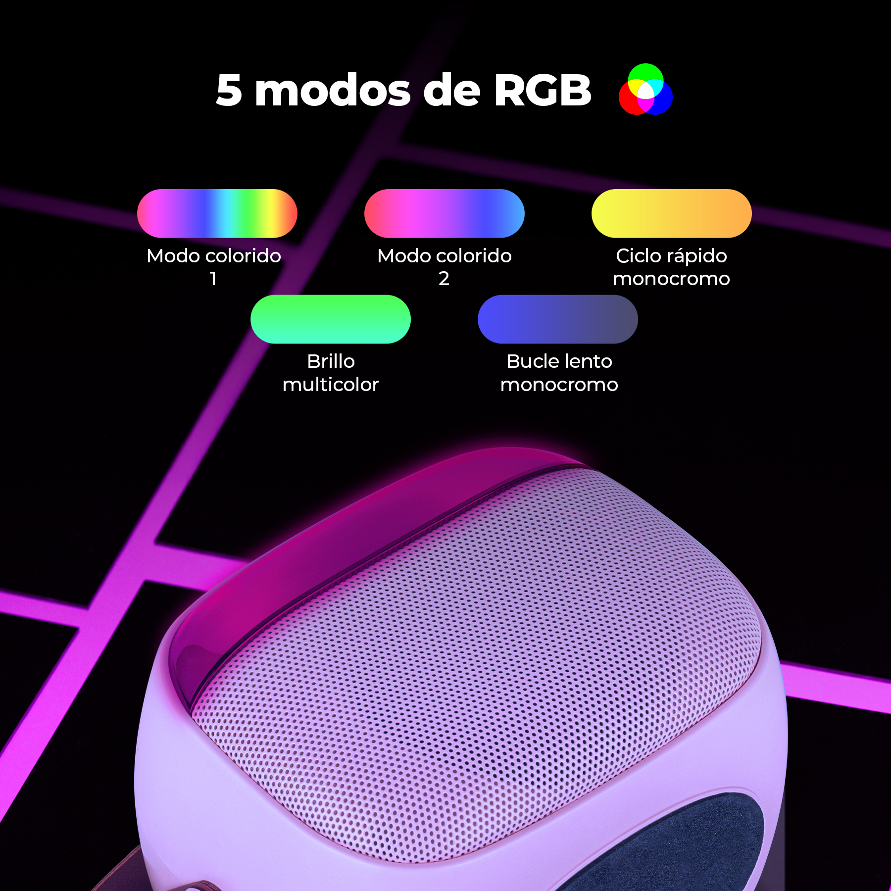 Foto 5 pulgar | Karaoke Bocina Con Micrófono Rgb 5 Modos De Voz Y Usb Color Rosa