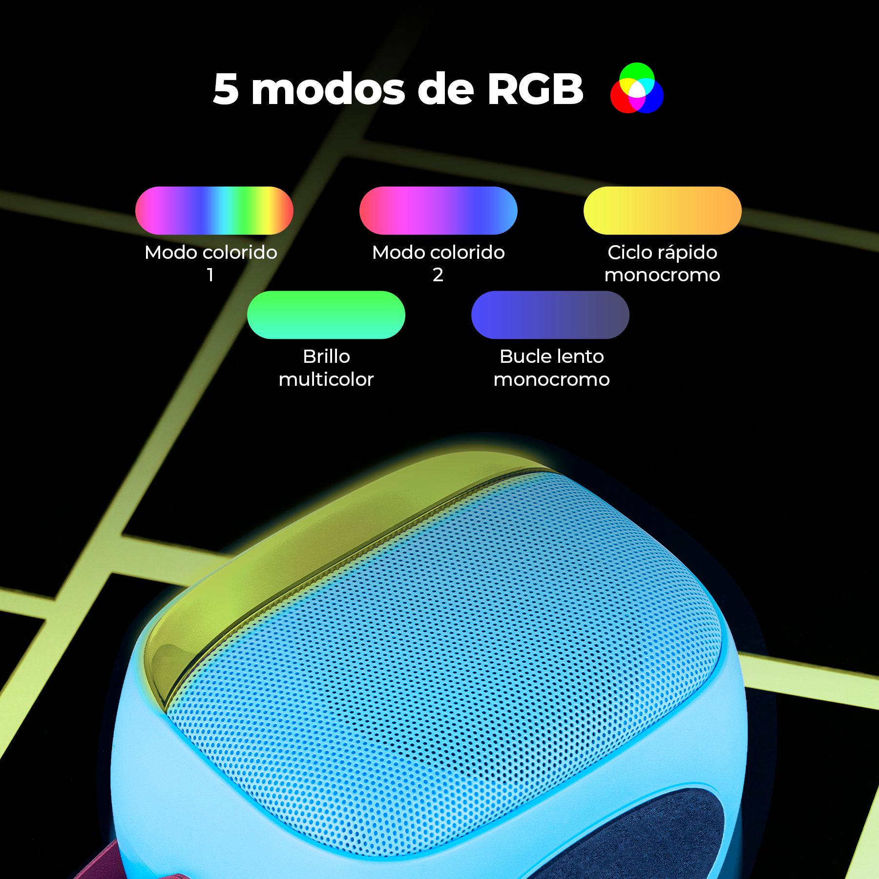 Foto 5 pulgar | Karaoke Bocina Con Micrófono Rgb 5 Modos De Voz Y Usb Color Azul