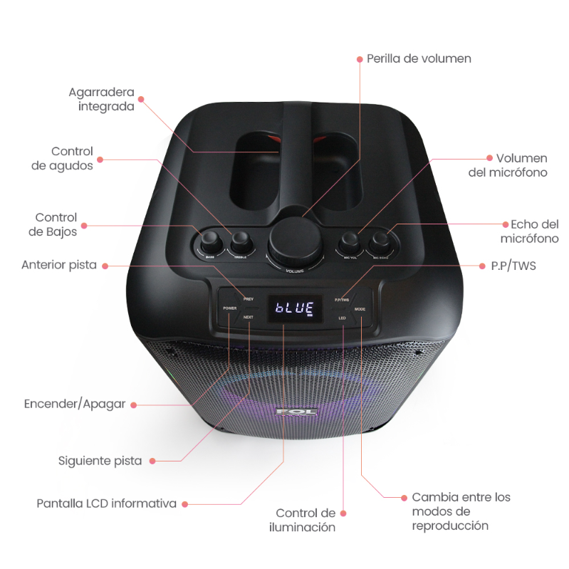 Foto 6 | Bocina Fol Inalámbrica Bluetooth Portátil Recargable Fs-l1210 Negro