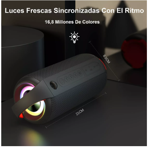 Foto 5 pulgar | Bocina Portátil Wünd  Impermeable Con Rgb Luces Dytimeem Bluetooth 5.2 D9006 Negro