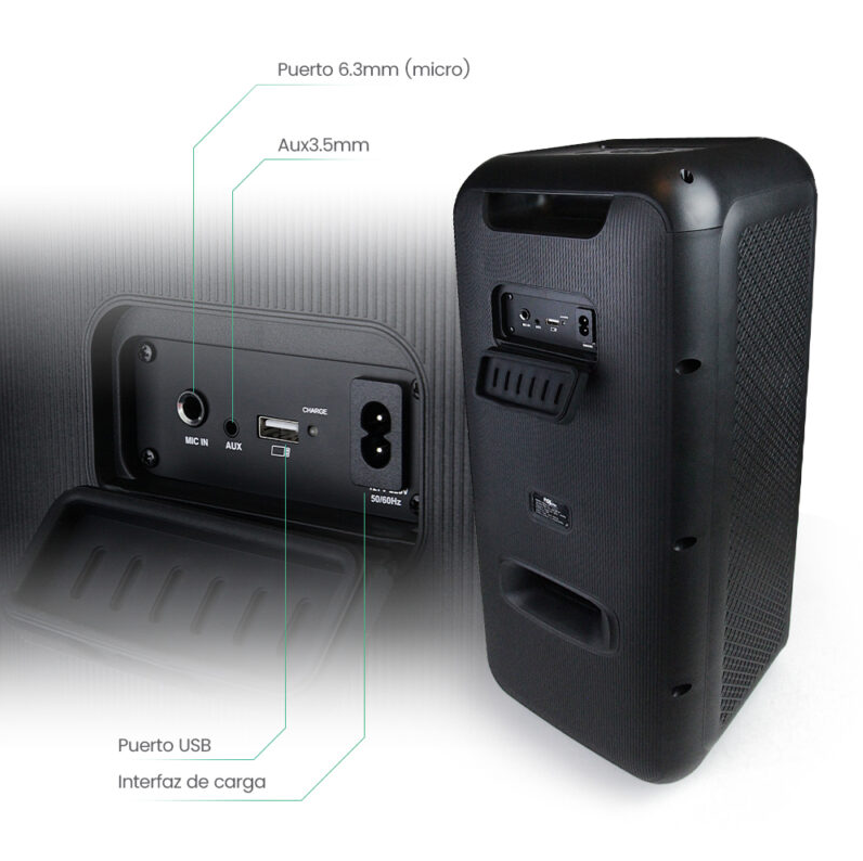 Foto 6 | Bocina Fol Inalámbrica Bluetooth Portátil  Recargable Negro Fs-l2206