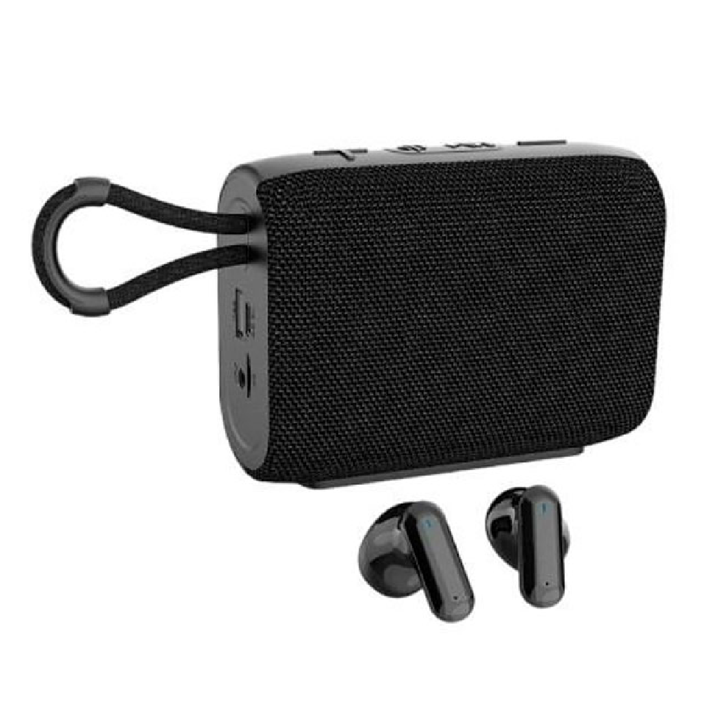 Foto 2 pulgar | Bocina Bluetooth Portátil con Audífonos Inalámbricos Negro