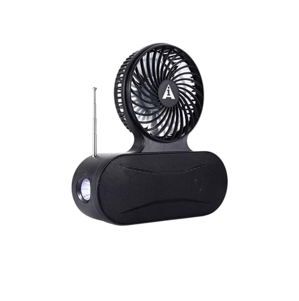Foto 2 pulgar | Bocina Bluetooth Solar con Lámpara Y Ventilador Negro
