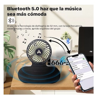 Foto 3 | Bocina Bluetooth Solar con Lámpara Y Ventilador Negro