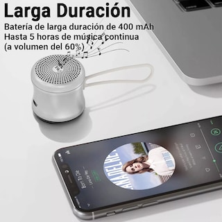 Foto 4 | Bocina Bluetooth Mini Inalámbrica Portátil Impermeable Plata