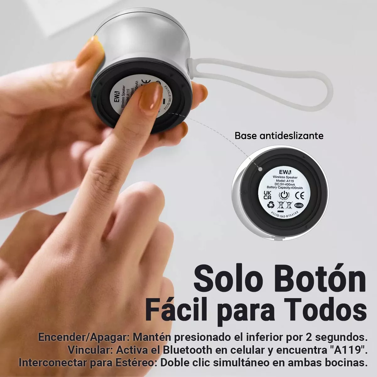 Foto 6 pulgar | Bocina Bluetooth Mini Inalámbrica Portátil Impermeable Plata