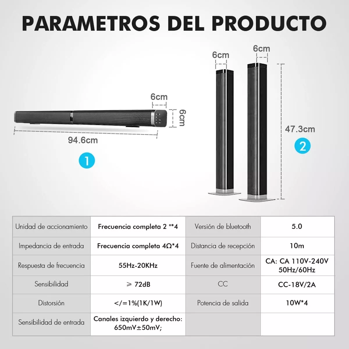 Foto 4 | Barra de Sonido Cine En Casa Desmontable Bluetooth Negro