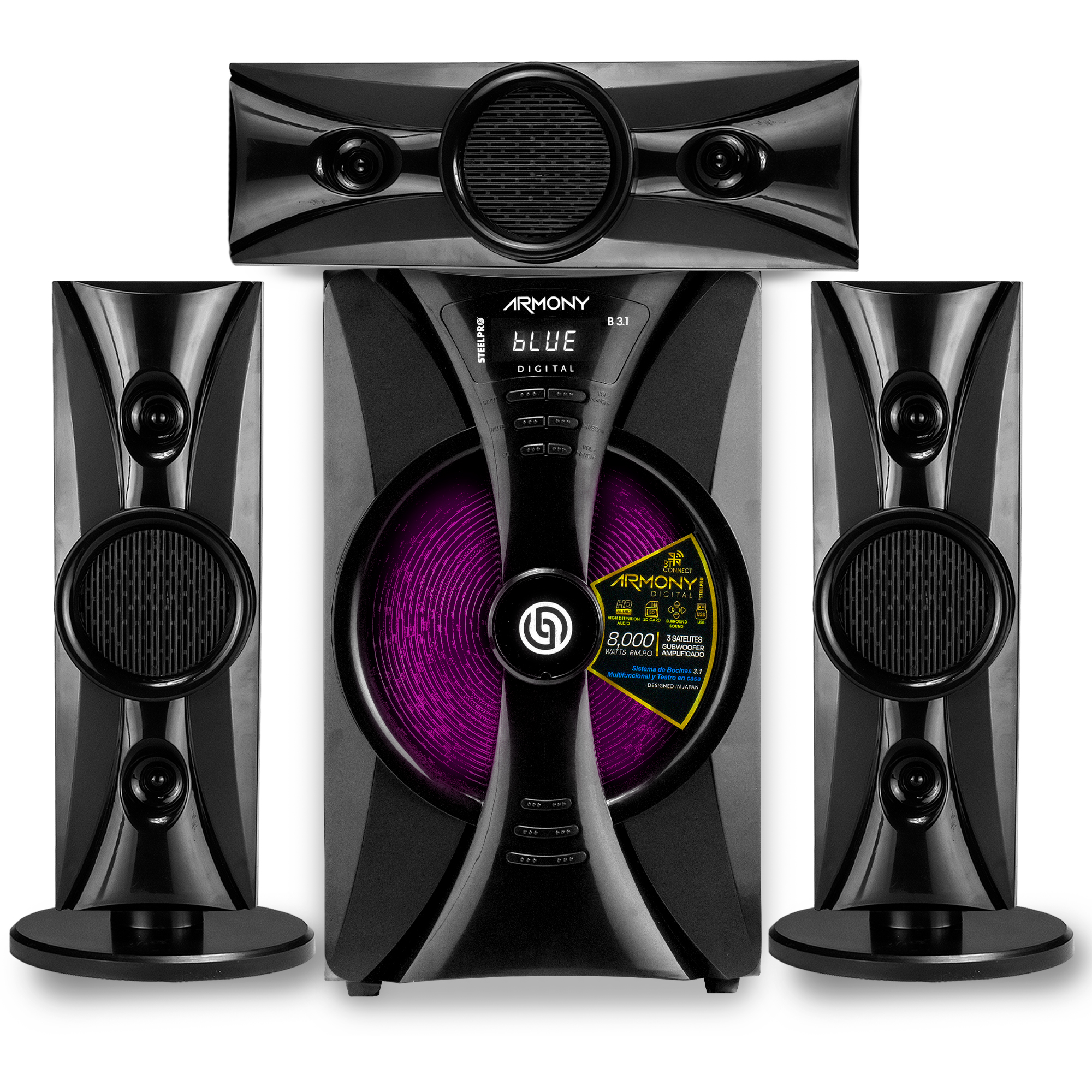 Foto 2 pulgar | Steelpro Minicomponente Home Theater 8,000 W - Armony - B3.1 Color Negro Potencia Rms 475 W