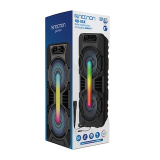 Foto 4 | Bocina Bluetooth Bafle Doble Karaoke Microfono Incluido Radio Fm Micro Sd Ubs Luz Led 7400 Watts