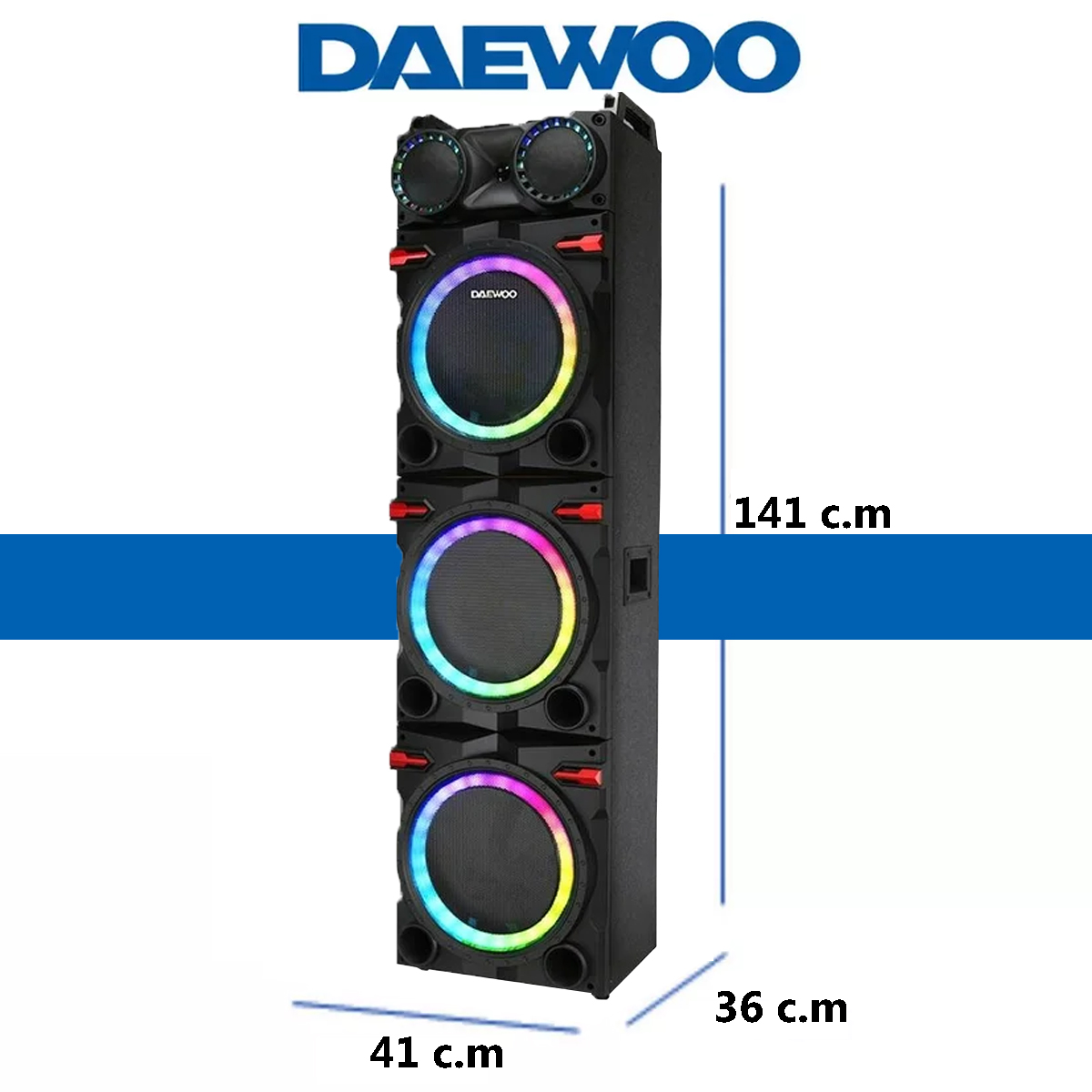 Foto 4 pulgar | Bocina Torre de Sonido Daewoo Bluetooth 3x10'' High Power Tws 100w