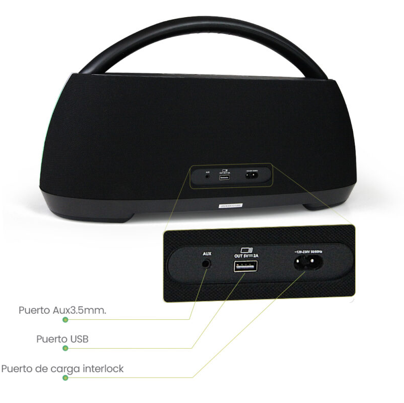 Foto 5 pulgar | Bocina Fol Inalámbrica Bluetooth Tws Portátil Recargable 90w Negro Con Rgb R215l