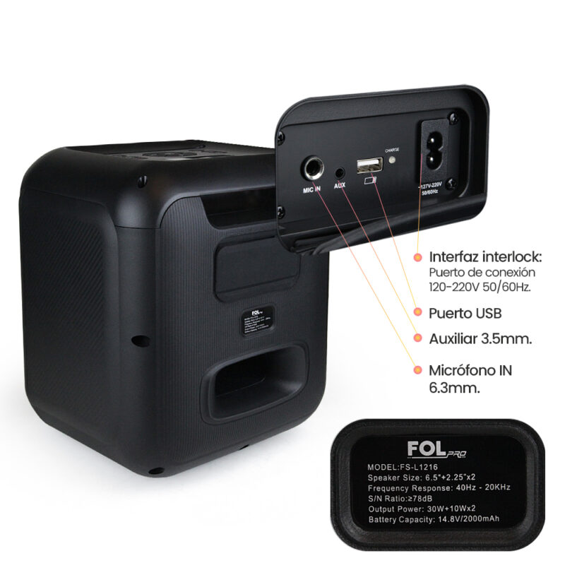 Foto 6 pulgar | Bocina FOL Inalámbrica Bluetooth Portátil Recargable TWS con Micrófono FS-L1206M Negro